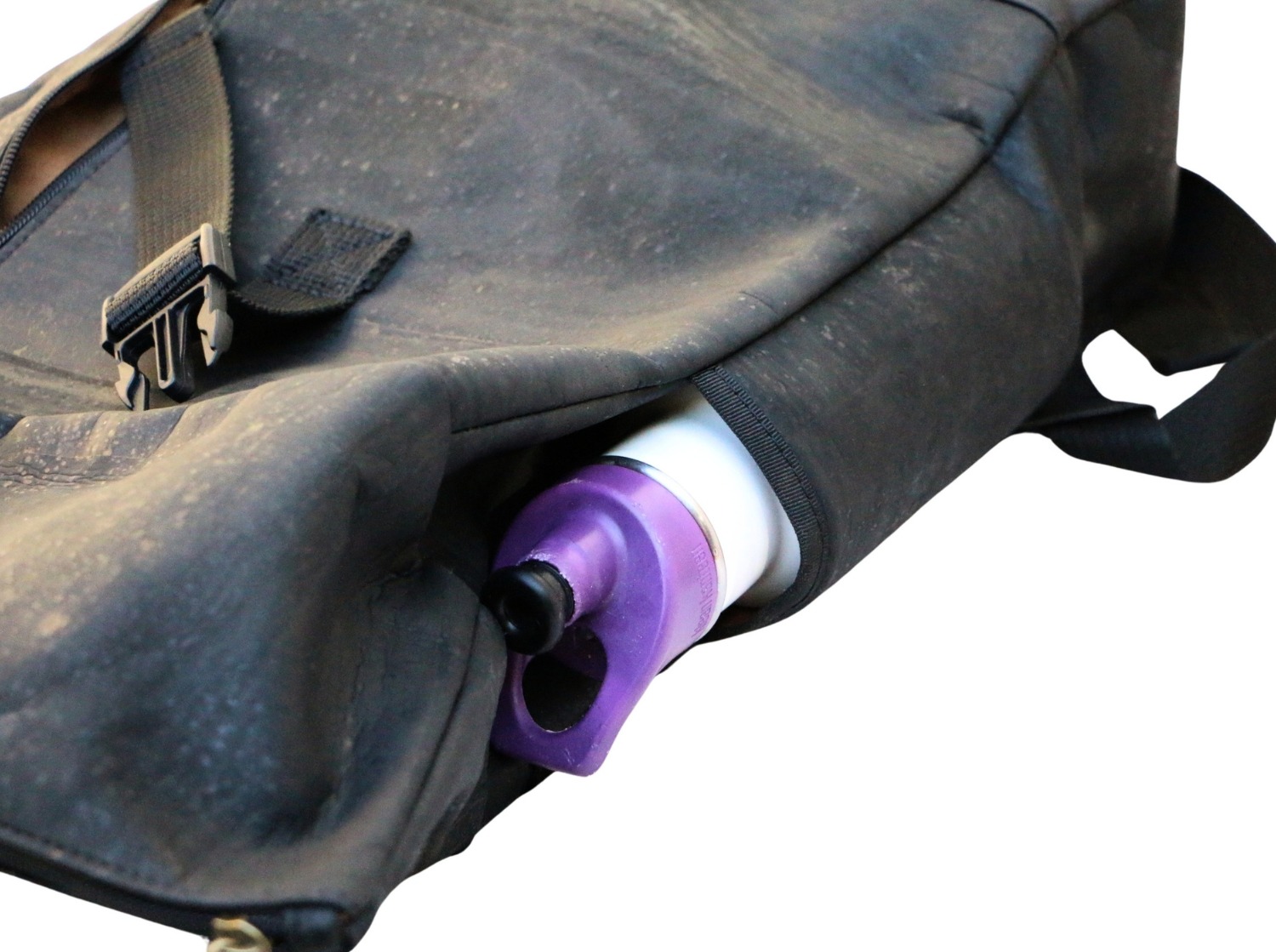 Kork Rolltop Rucksack mit Fach für Trinkflasche